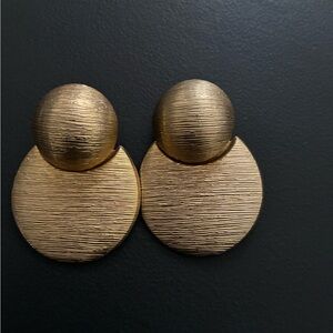 Gold Textured Round Earrings